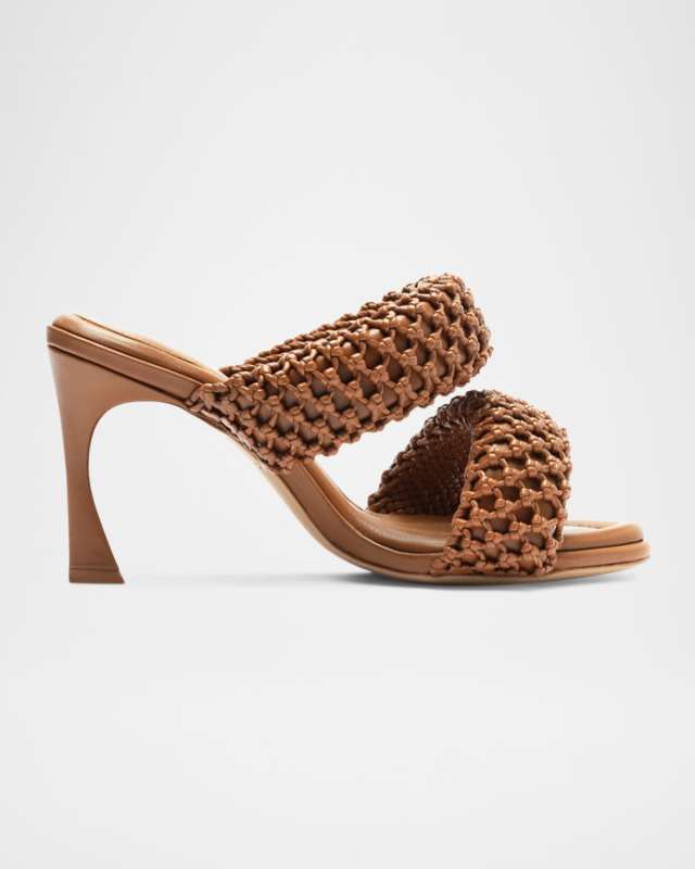 Lilla Leather Mesh Two-Band Sandals